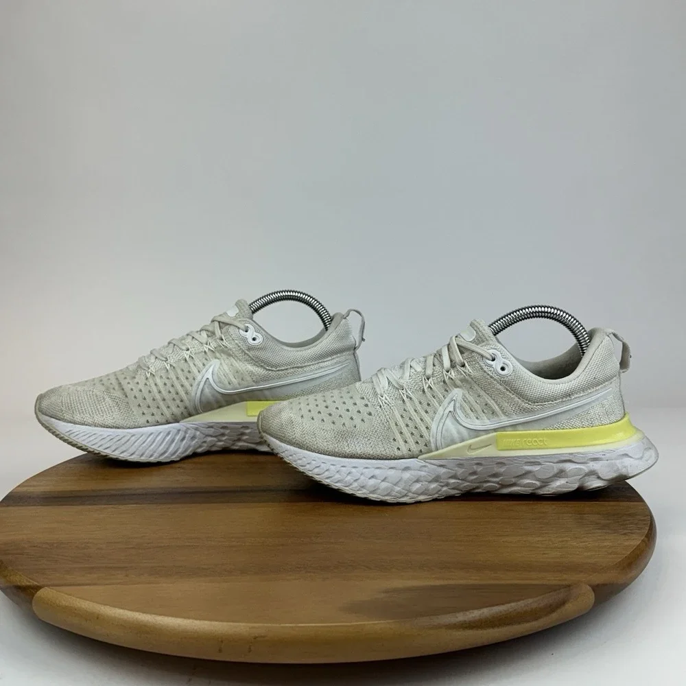 Womens Nike React Infinity Run Flyknit 2 White Light Citron Running Shoes Size 9